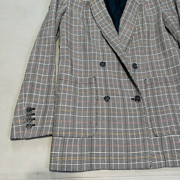 Anthropologie Maeve Lilith Plaid Oversize Gray Academia Double Breast Blazer3921 - Picture 2 of 12